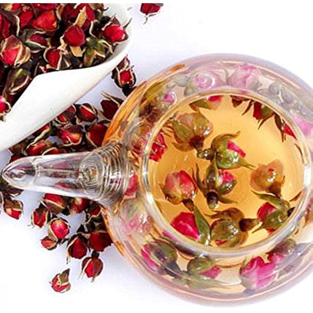 TooGet Dried Flower Tea Fragrant Red Golden-rim Rose Buds Rose Petals Natural Herbal for Tea, Culinary Food Grade - 4 OZ