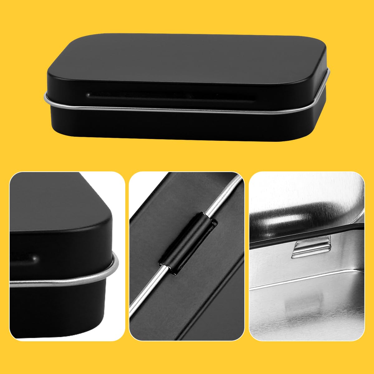 GLADFRESIT 3PCS Metal Storage Tins Hinged Mini Tin Boxes