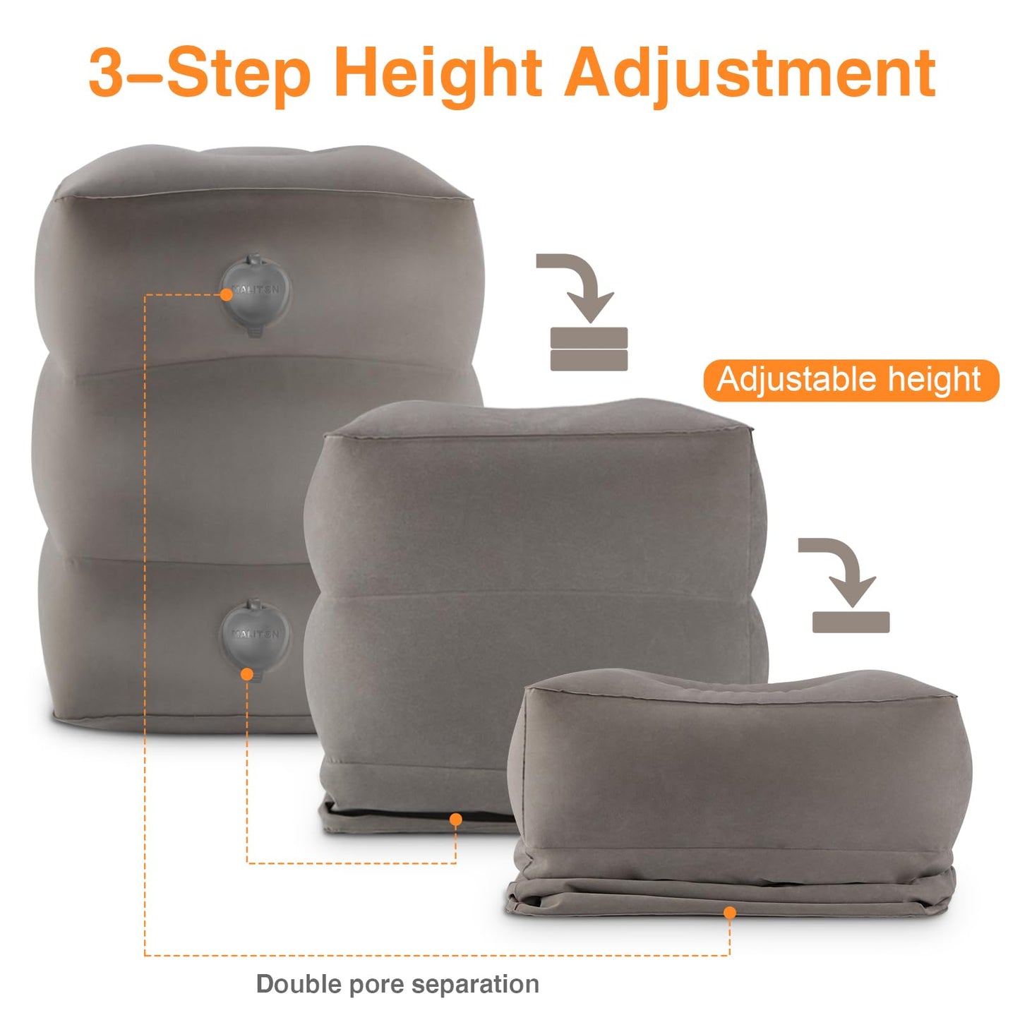 Maliton Inflatable Foot Rest with Quick-Inflate Pump Bag, Airplane Footrest