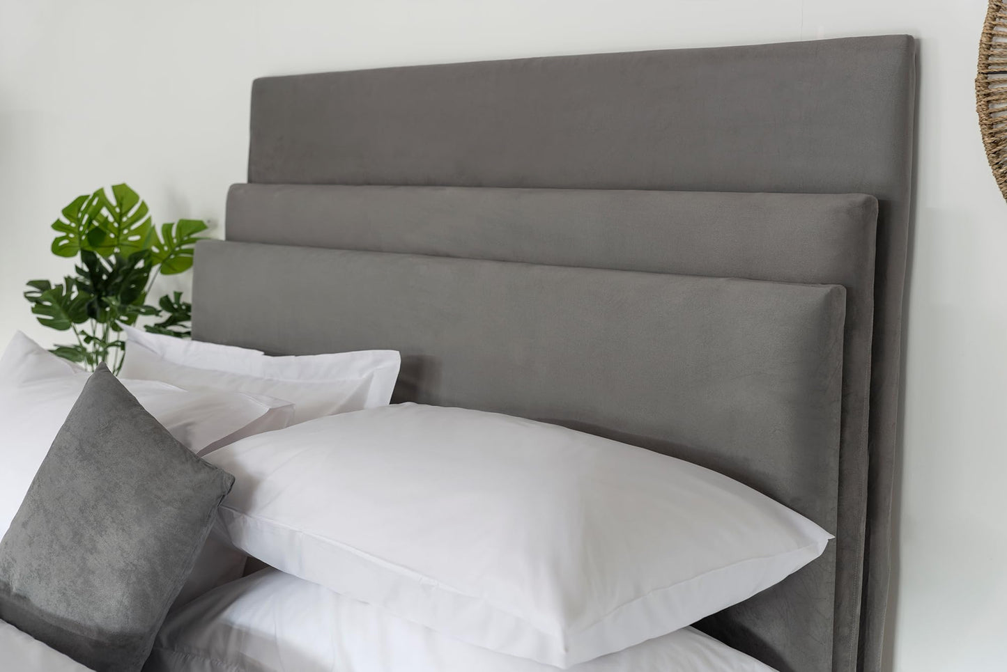 Belledorm Headboard Wrap - Transforms a drab looking Headboard - Luxury Faux Suede - 70cm Height (Charcoal, King (U.K. Standard))