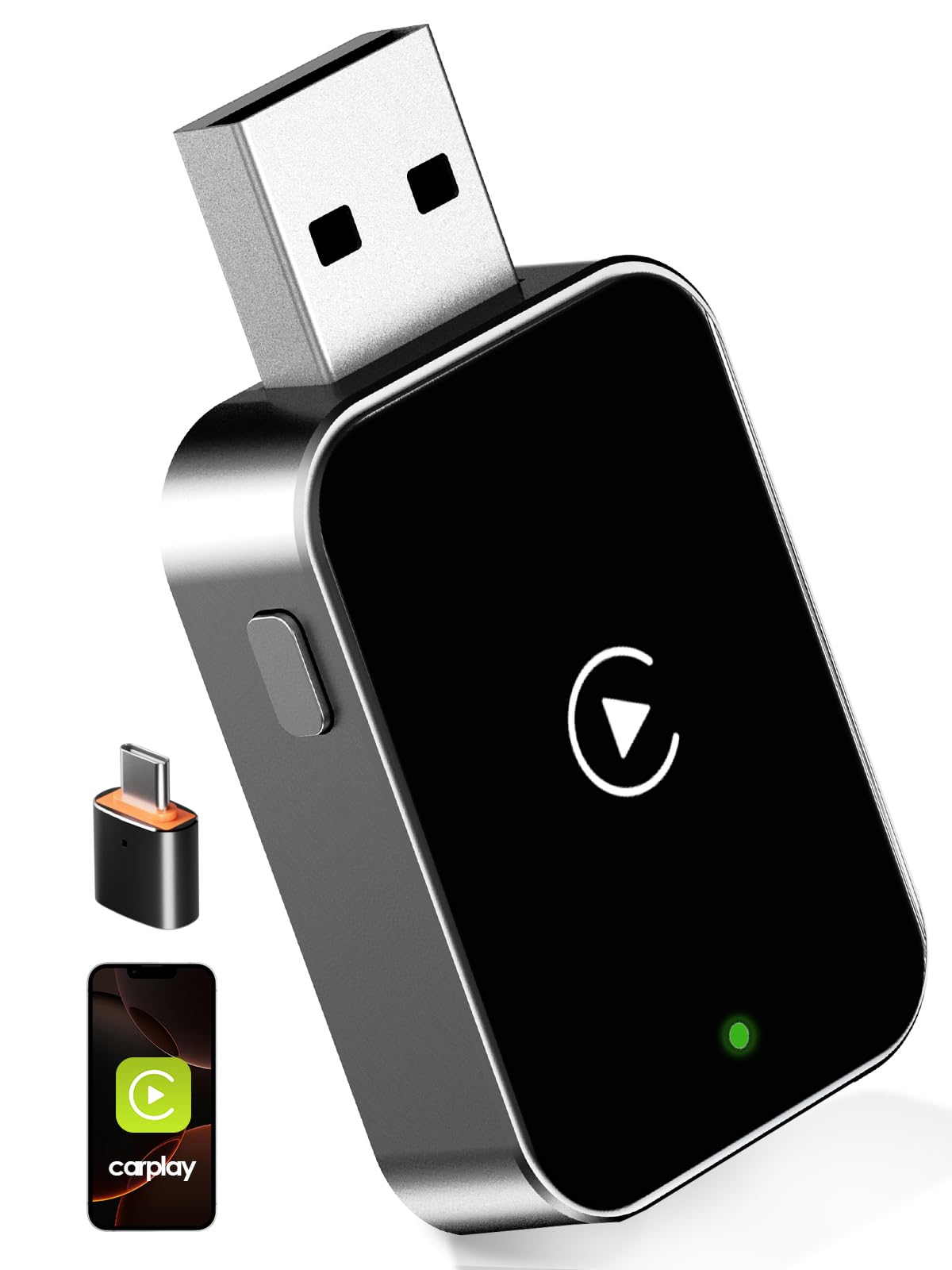 PURSPIR Wireless CarPlay Adapter UK 2025 Upgrade Car Play Adapter for Converting Wired to Wireless, USB/Type-C Plug & Play Stable Connection, No