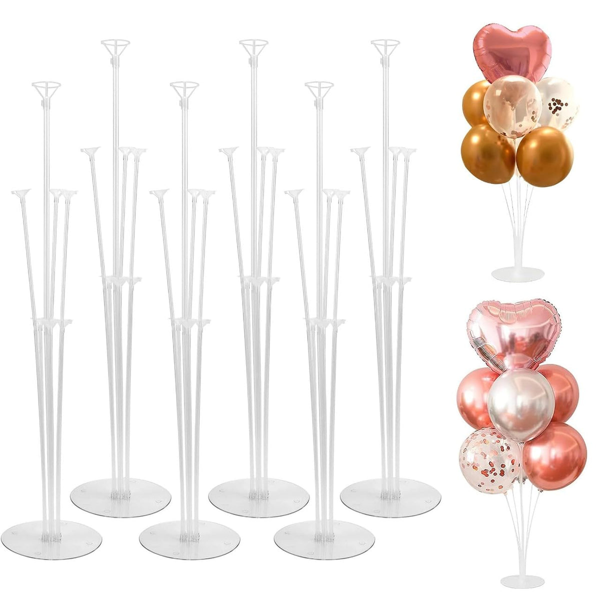 Balloon Stand Kit 6pcs with Plastic Balloon Sticks and Holders, Reusable Display for Birthday Table Decorations, Party Table Decorations and