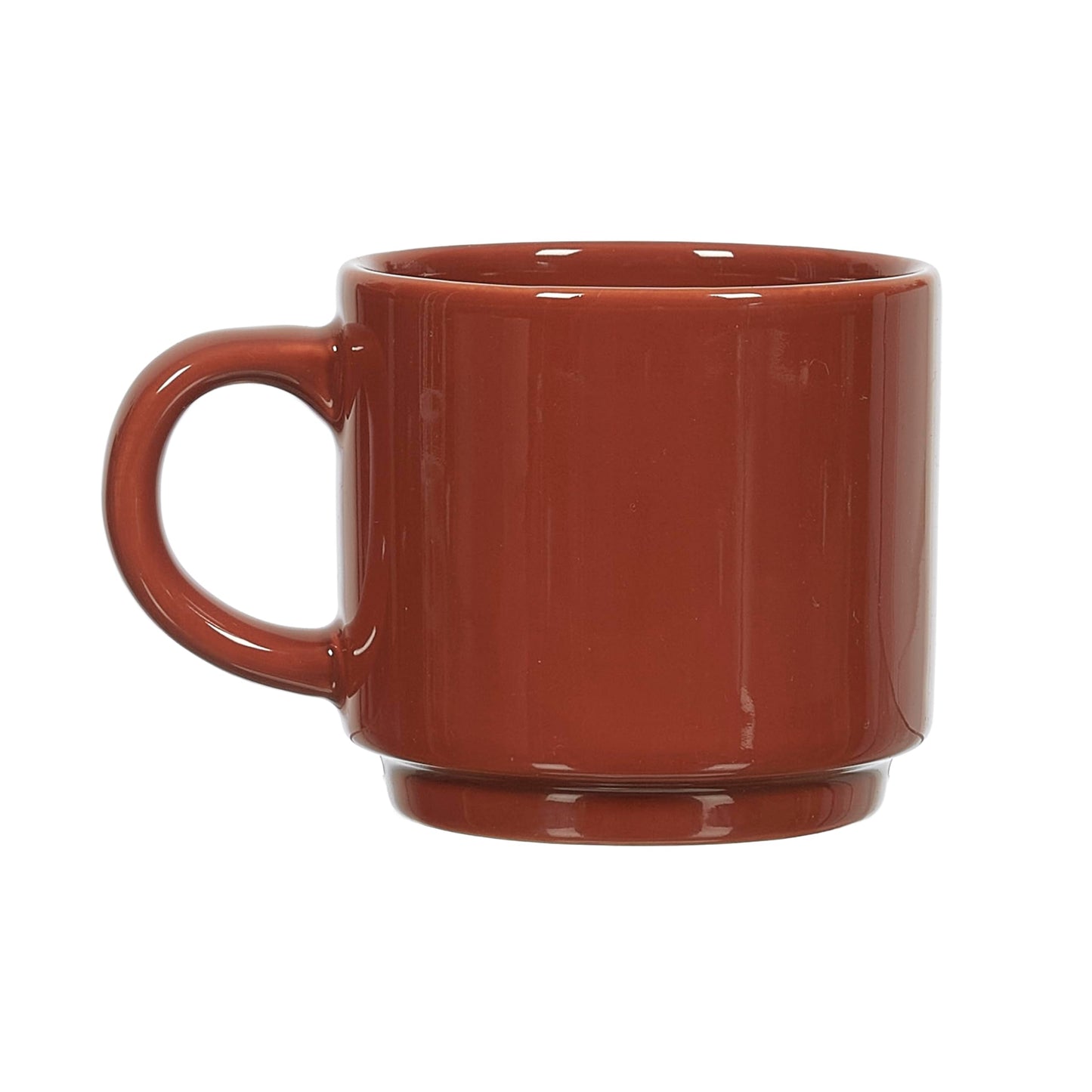 HOME DECO FACTORY, KA0500 Set of 4 Simple Cups with Stand, Durable Ceramic, Elegant and Practical Design, Ideal for Coffee and Tea, Neutral Colours