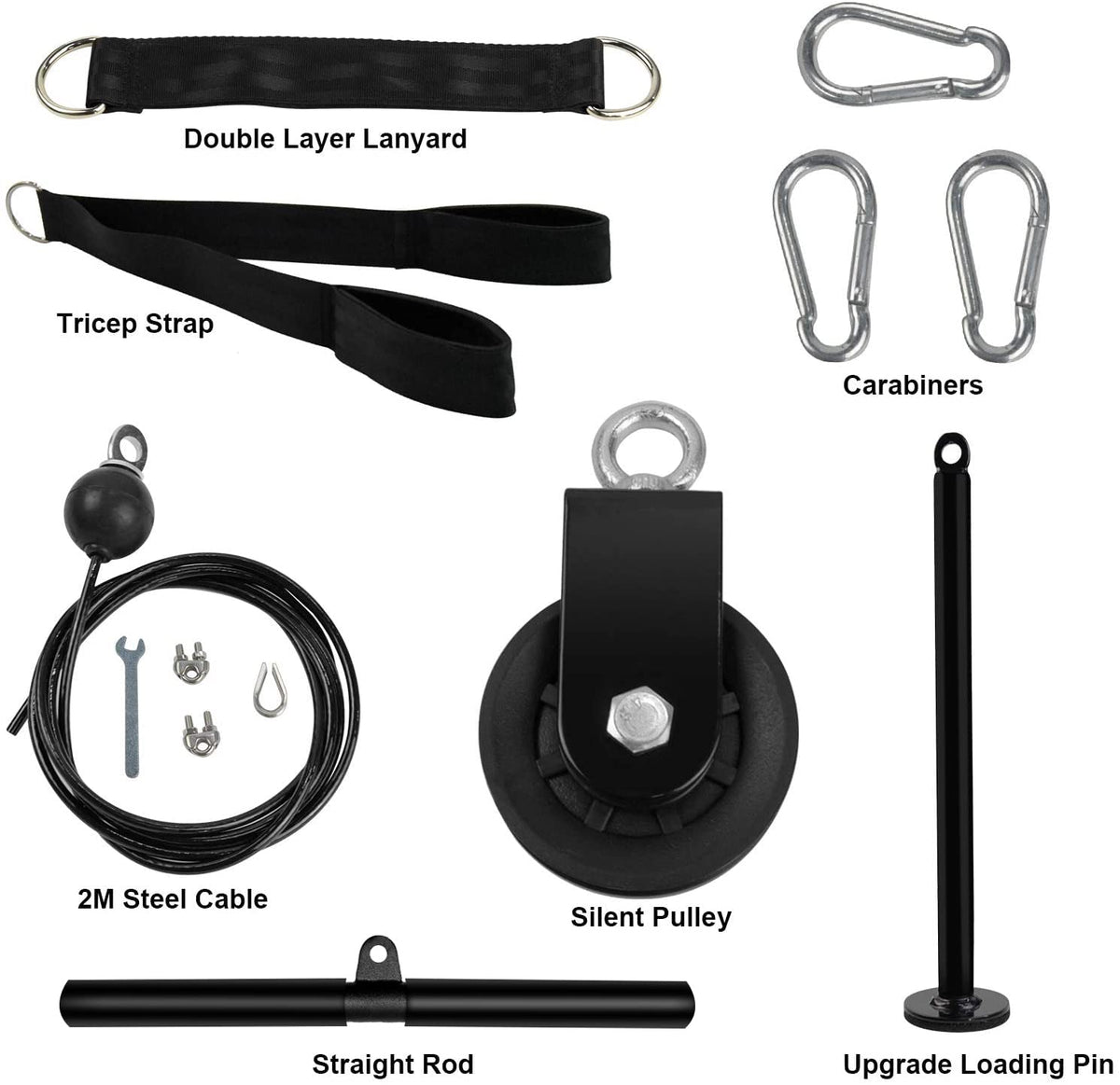 LAT and Lift Pulley System, LFJ Fitness DIY Cable Pulley Gym Home Arm Strength Training Exerciser Lat Pulldown Forearm Wrist Roller Trainer