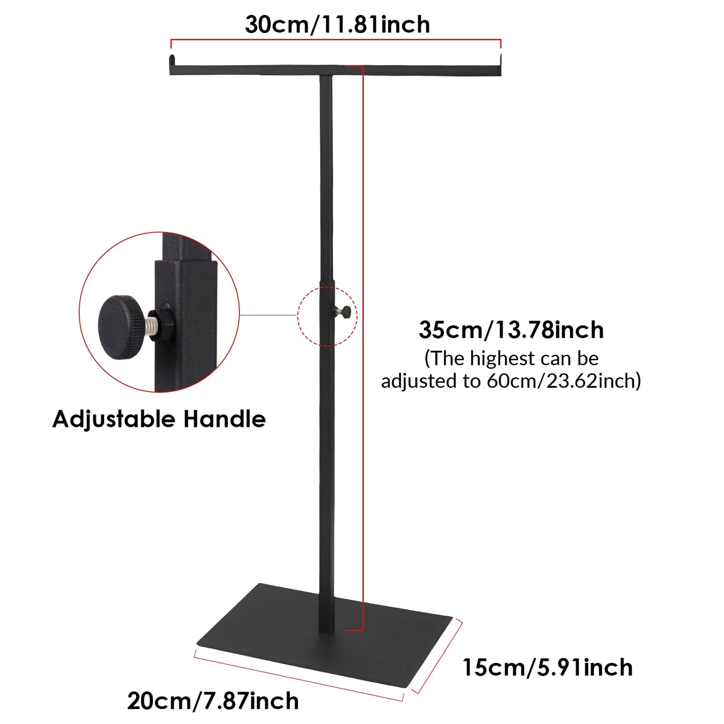Fenteer Purse Display Stand Rack Props Organizer Storage Adjustable Closet Hanger Shelf Scarf Handbag Holder for Wig,Hat,Bracelet,Props,Jewelry,Black