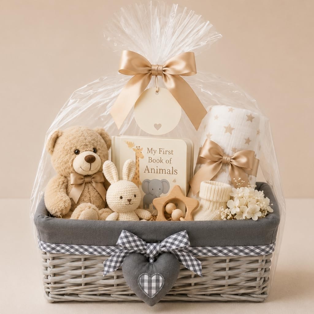 Woodluv Grey Wicker Rectangular Storage Gift Hamper Basket With Removable Lining - Small