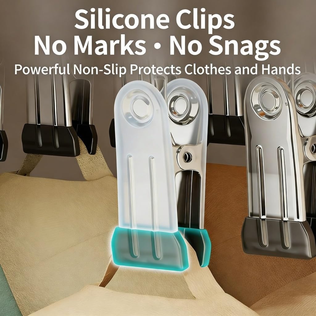 2PCS Wooden Trouser Hanger 10 Clips, Space Saving Closet Organiser