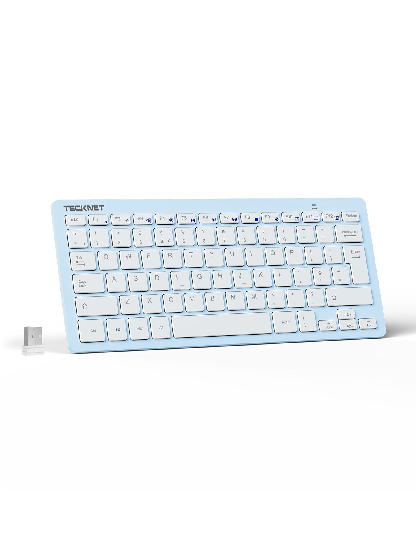 TECKNET 2.4G Wireless Keyboard For Windows/Chrome OS, UK Layout Compact Mini Keyboard, Small Silent Whisper-Quiet Keyboards with 12 months Battery