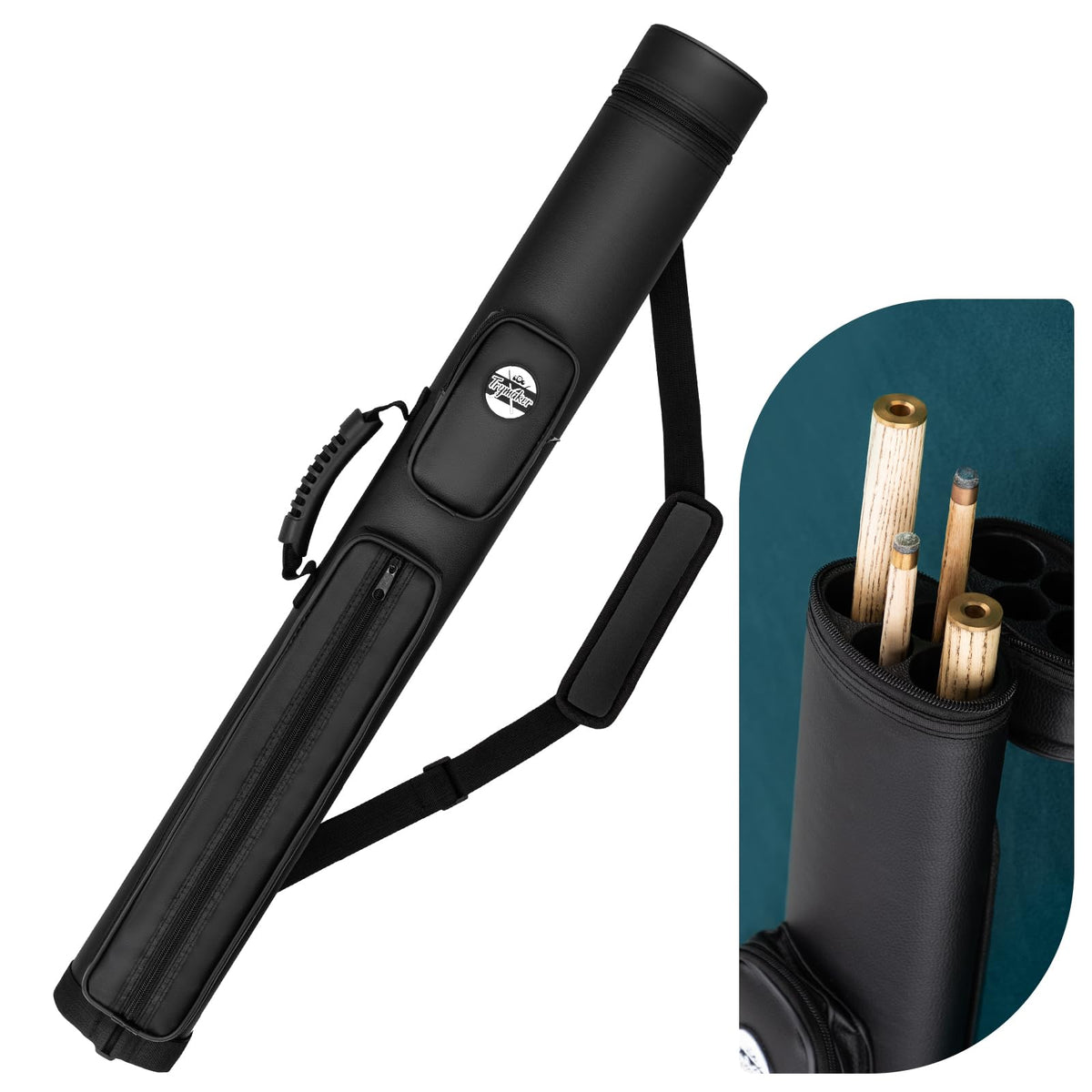 Trymaker Snooker Cue Case, Pool Cue Case for 2-Piece Cue (Not for 3/4 Cues), Made of Faux Leather Snooker Accessories