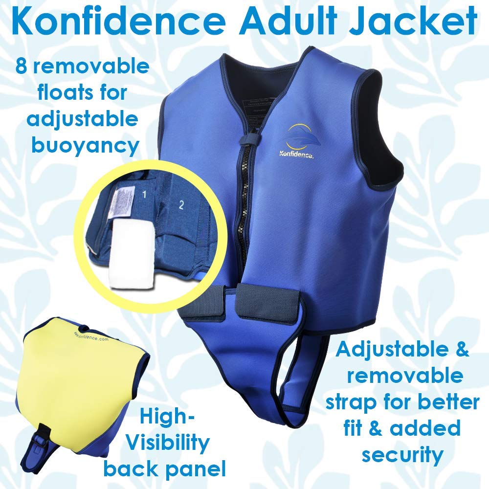 Konfidence Adult Swim Jacket - Blue/Yellow (46-50" Chest)