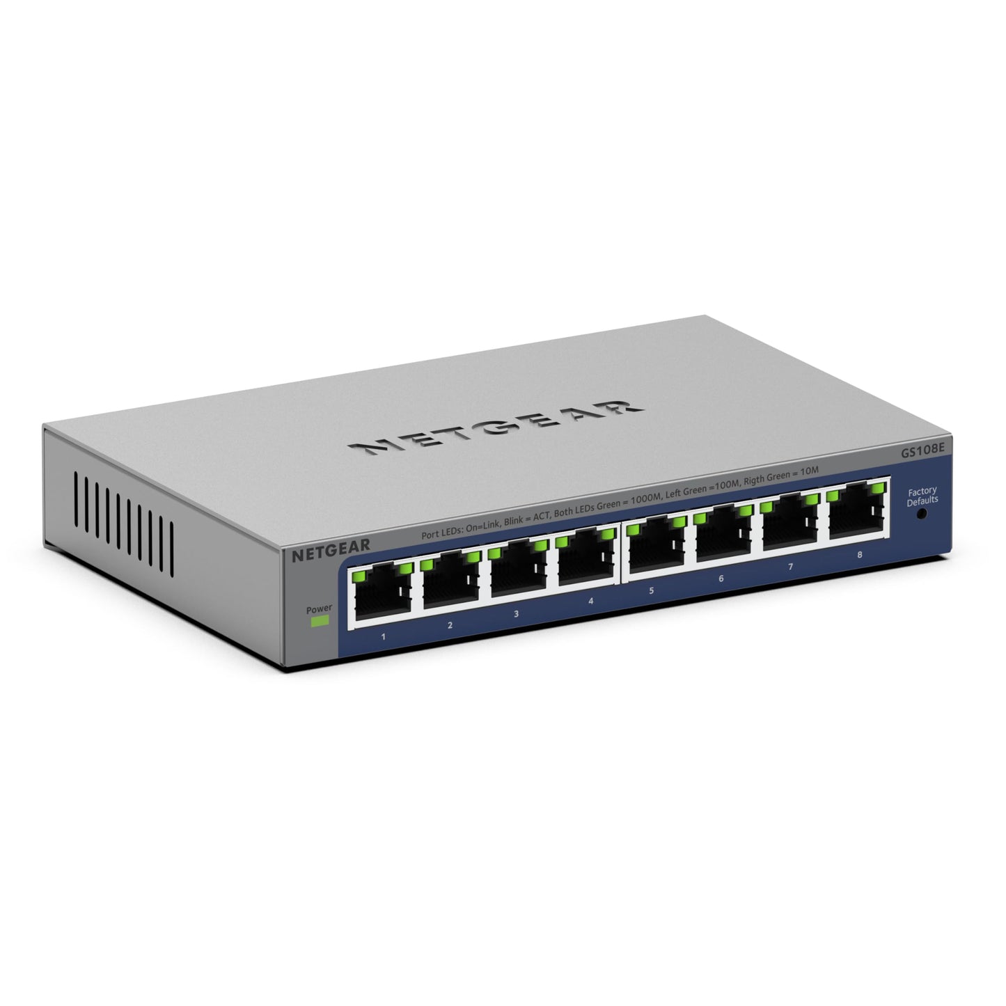 Netgear (GS108EV4) 8-Port Smart Managed Gigabit Switch (up to 2000 Mbps, plug-and-play, configurable with German GUI, VLAN, QoS/DOS, IGMP snooping,