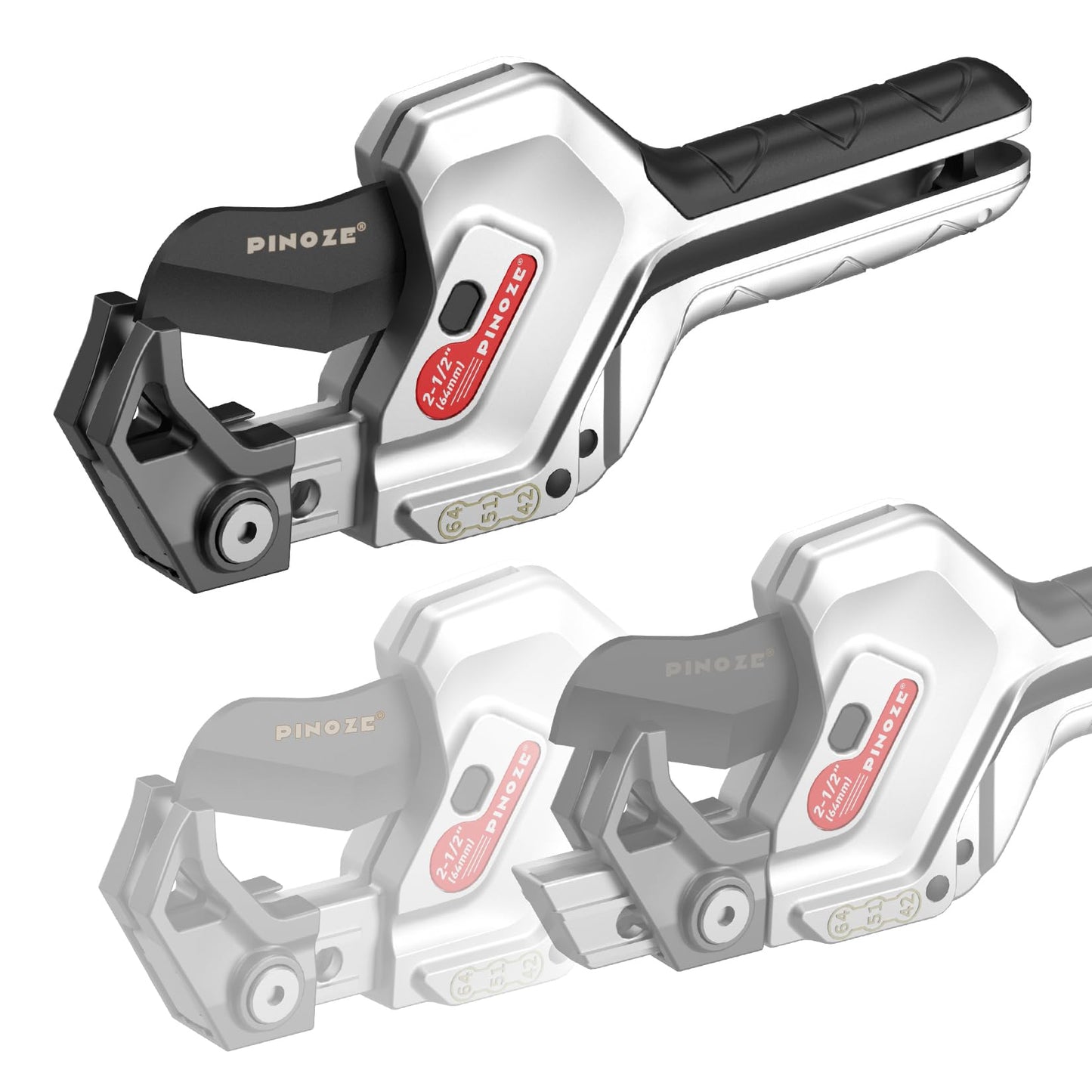PINOZE PVC Pipe Cutter, 3-Gear Adjustable Cut up to 63mm, Ratchet Pipe Cutter Tool Heavy-Duty for PVC, PPR, PE, PEX, Plastic Hoses & Plumbing Pipes
