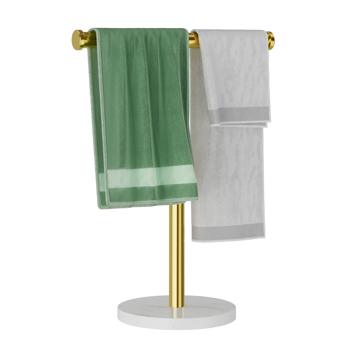 Blemoacha T-Shape Freestanding Towel Rack for Bathroom & Kitchen, Stainless Steel Towel Bar (Ti Gold)