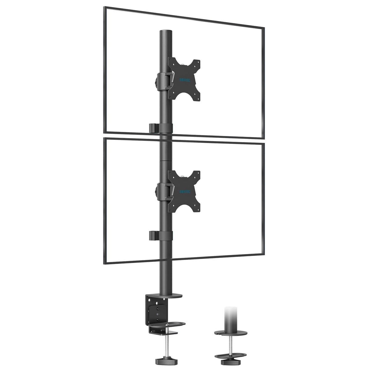 BONTEC Dual Monitor Stand, Vertical Arm for 13-34 Inch Screens, Supports Up to 10kg, Full Motion Adjustability, Desk Mount with Dual Installation