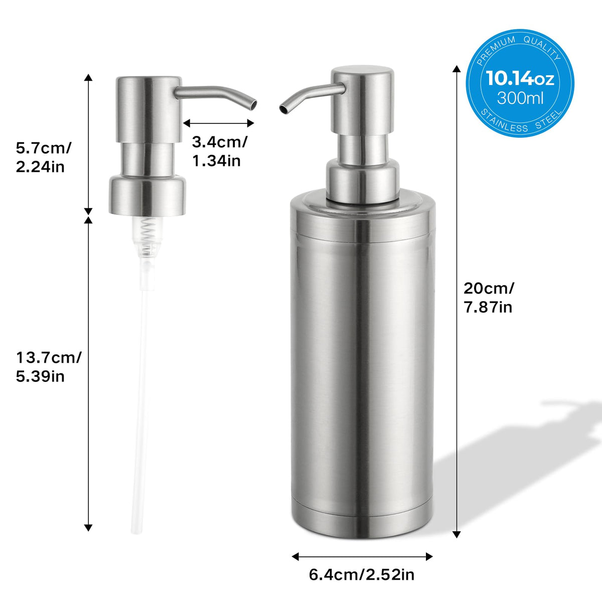 GAPPO Brushed Nickle Soap Dispenser Stainless Steel Metal Pump Hand Lotion Bottle for Bathroom, Bedroom and Kitchen