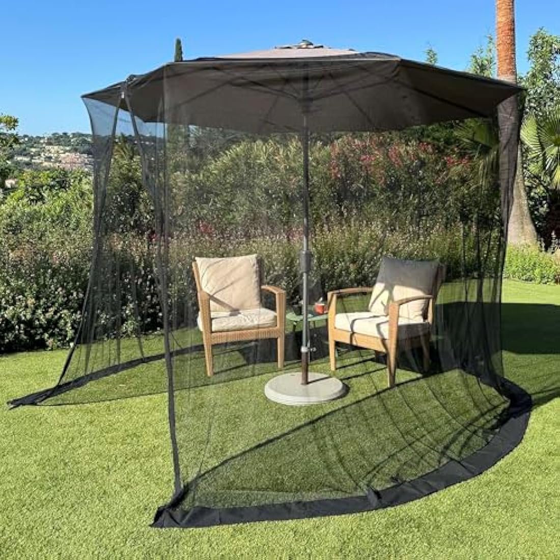 Mosquito Net for Umbrella 11 FT | Large Sizes & Fabric Designed for Outdoors | Insect House Screen Netting for Patio, Porch & Garden Terrace | Outside Canopy Bug & Fly Protection Enclosure