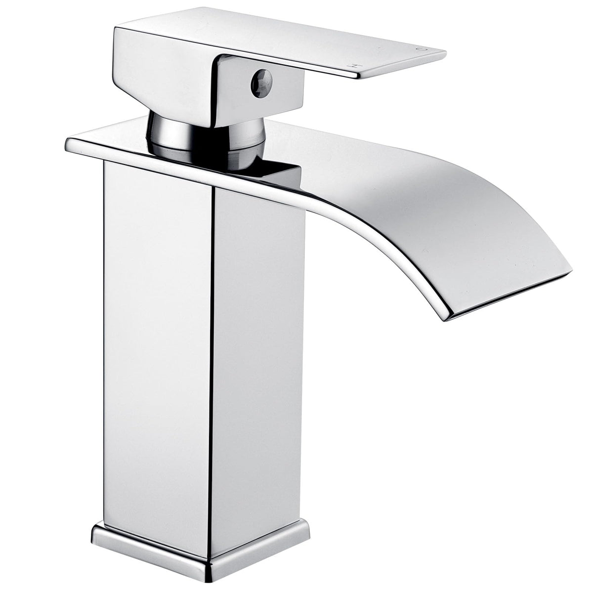Peppermint Basin Taps Mixers Waterfall Bathroom Sink Mixer Tap Mono Square Stainless Steel Monobloc 1 Hole with G1/2'' Hoses Modern Cloakroom Taps