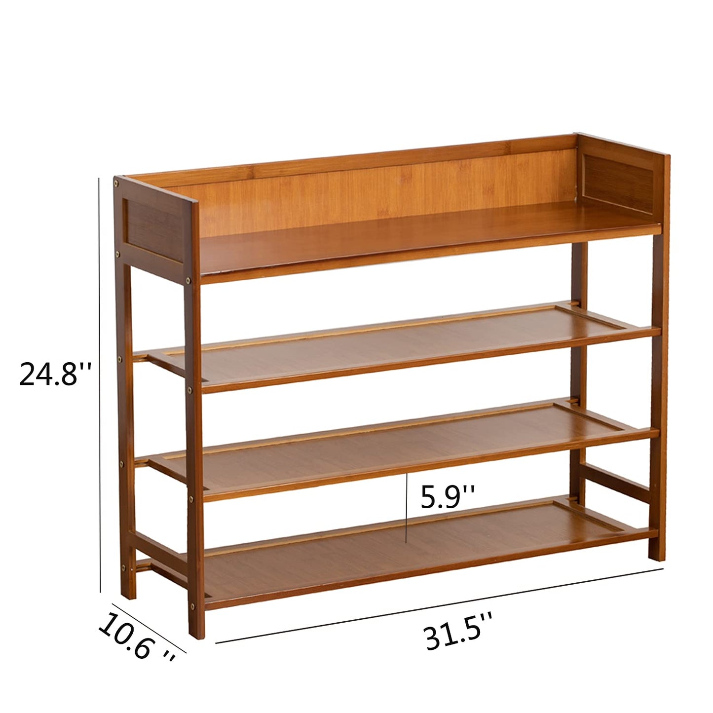 SOBIBO 4 Tier Shoe Rack Organizer, 4 Tire Bamboo Shoe shelf Storage Organizer, For Entryway, Hallway, and Closet 80CM (Brown)