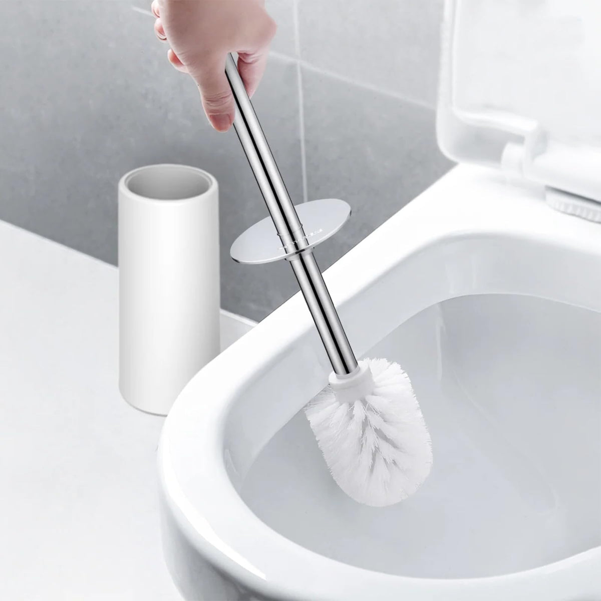 Skibetfo 4pcs Replacement Toilet Brush Head White Antibacterial Toilet Brush Replacement Head Screw On 12mm Thread Port Toilet Cleaning Brushes Head