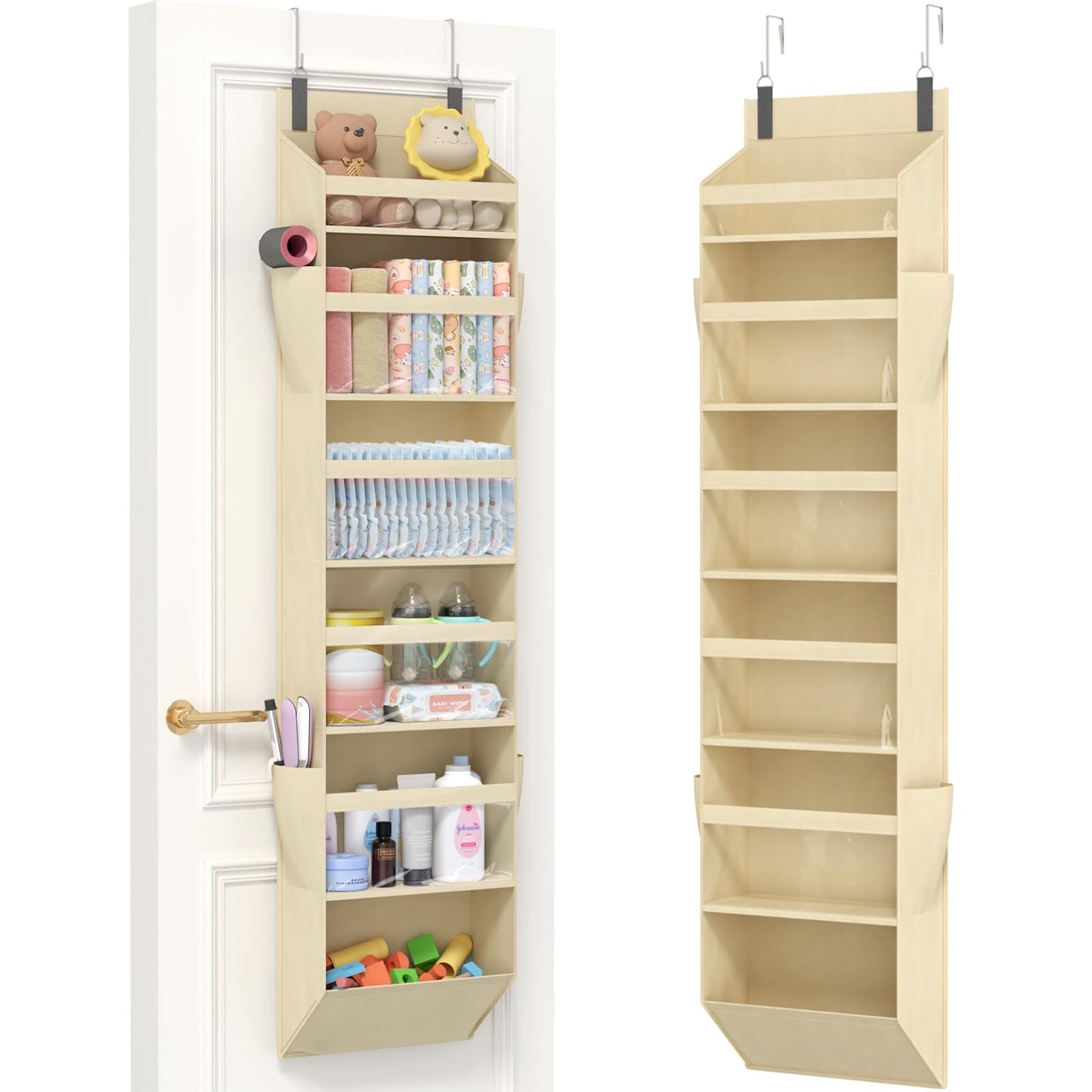 Lifewit Over the Door Storage, Clear Hanging Organiser with 4 Side Pockets, Anti Tilt 40 lbs Load Behind Door for Dorm, University Essentials, Room