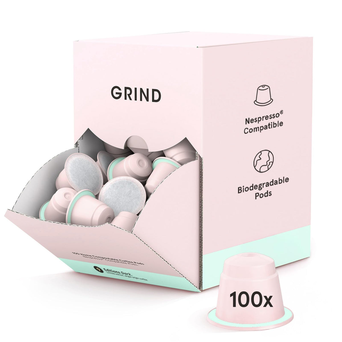 Grind Colombia Light Coffee Pods ? Pack of 100 Biodegradable Arabica Capsules ? Single Origin ? Nespresso? Original Compatible ? Home Compostable ?