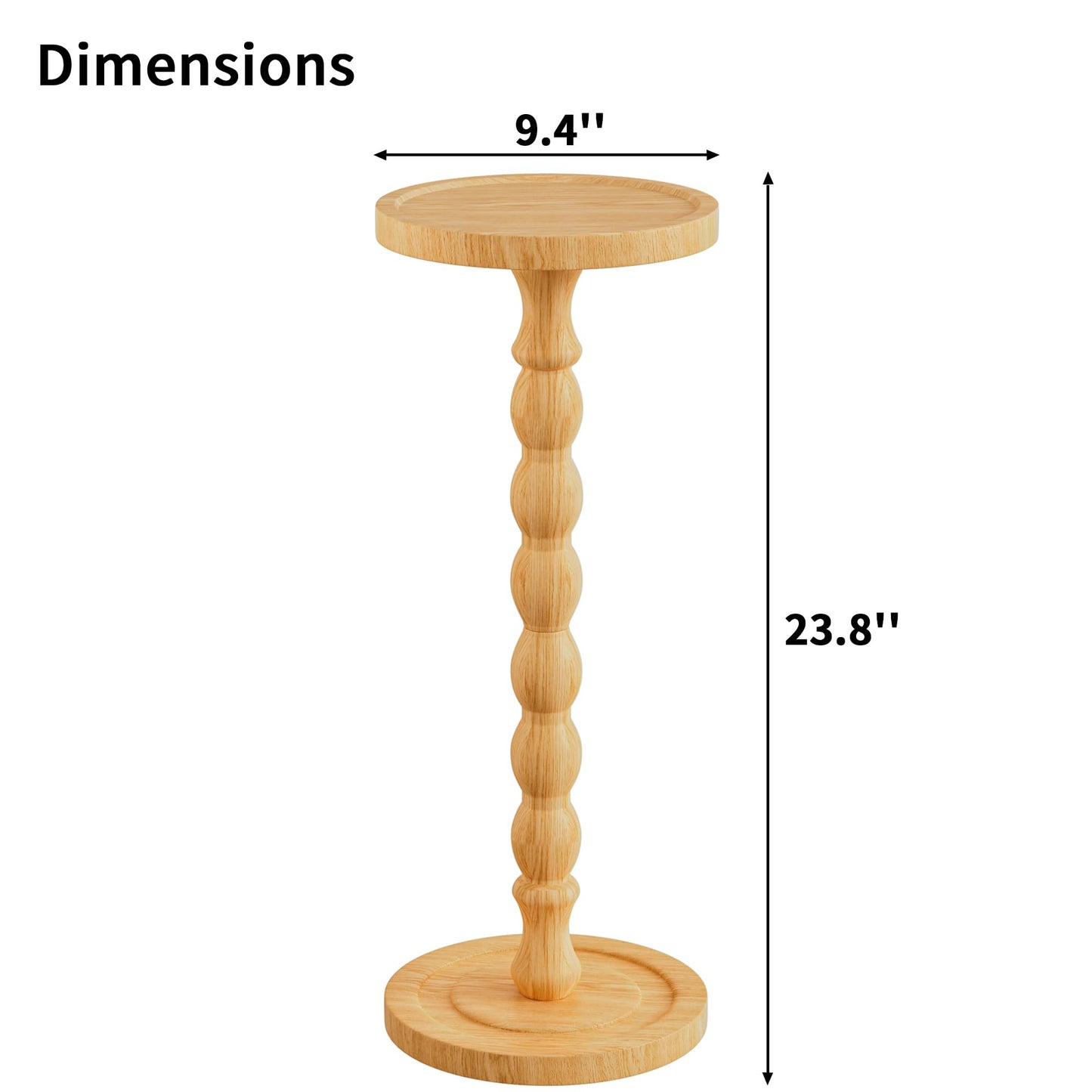 Wooden Round Side Table, Round Bar Table, Small End Table-Pale wood