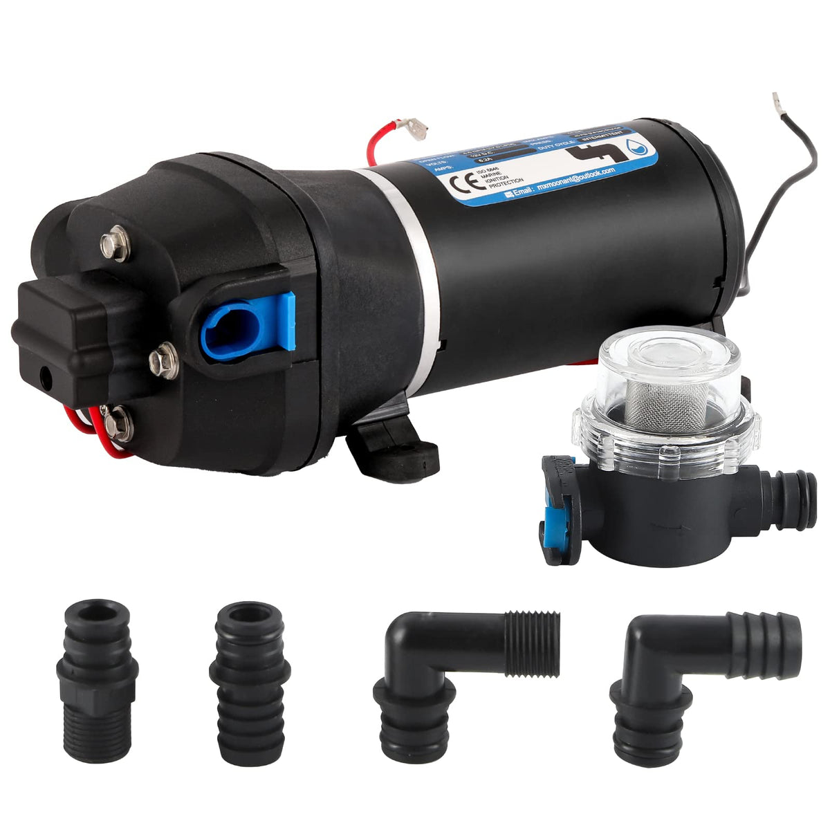 Mxmoonant 12V DC Automatic Water Pump, Booster Pump, 40 Psi, 2.8 Bar, 130W, 17 Lpm/min, Self Priming, Overload Protection, Low Noise, for Caravan,