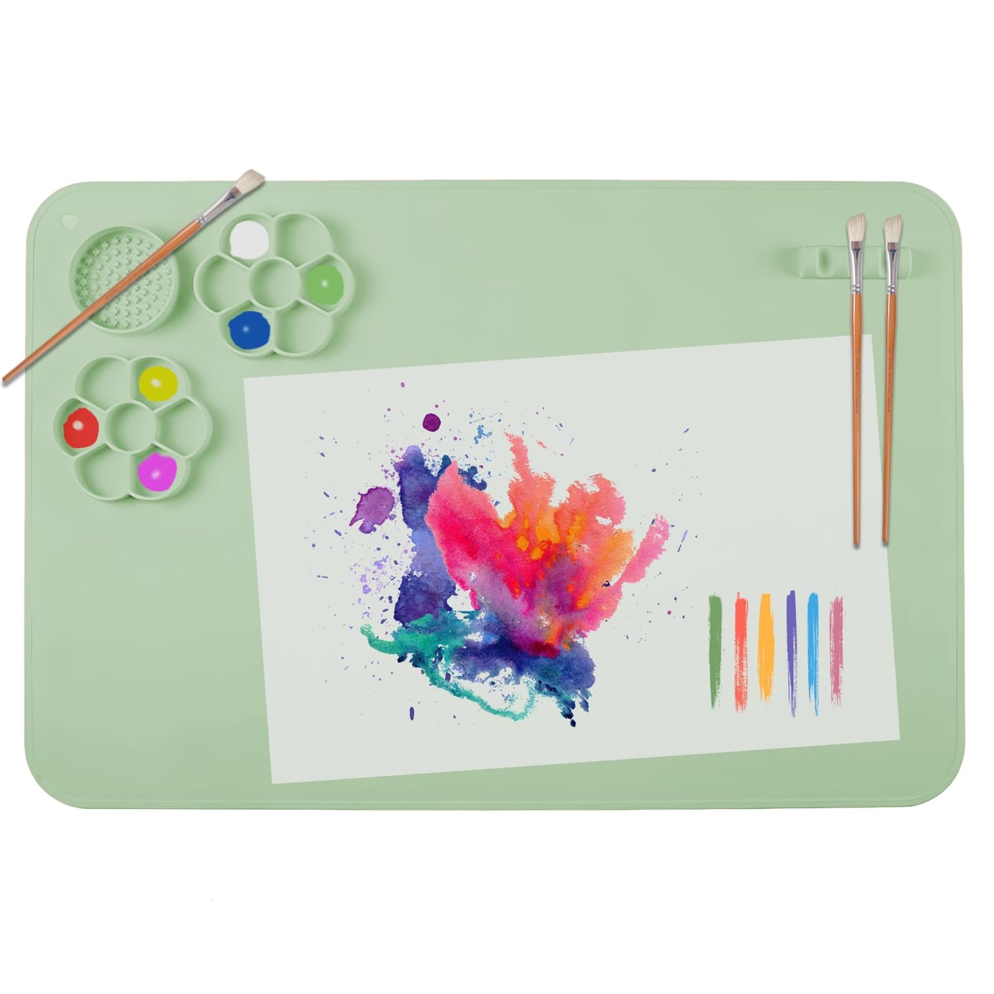SOQKEEN Silicone Painting Mat, 24"?16" Reusable Craft Mat for Painting, Non-Stick Art Mat Large Silicone Crafting Mat Collapsible Paint Mat for