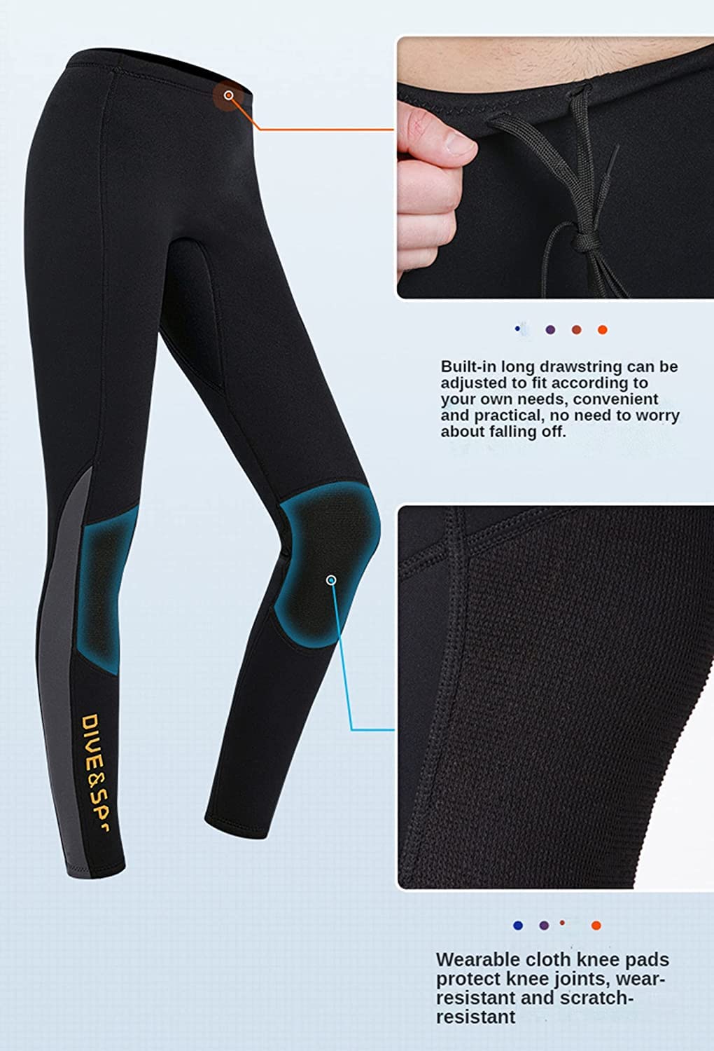 EUPTE 3mm Diving Wetsuit Pants Swimming Pants Leggings for Women Men (XL, Men)