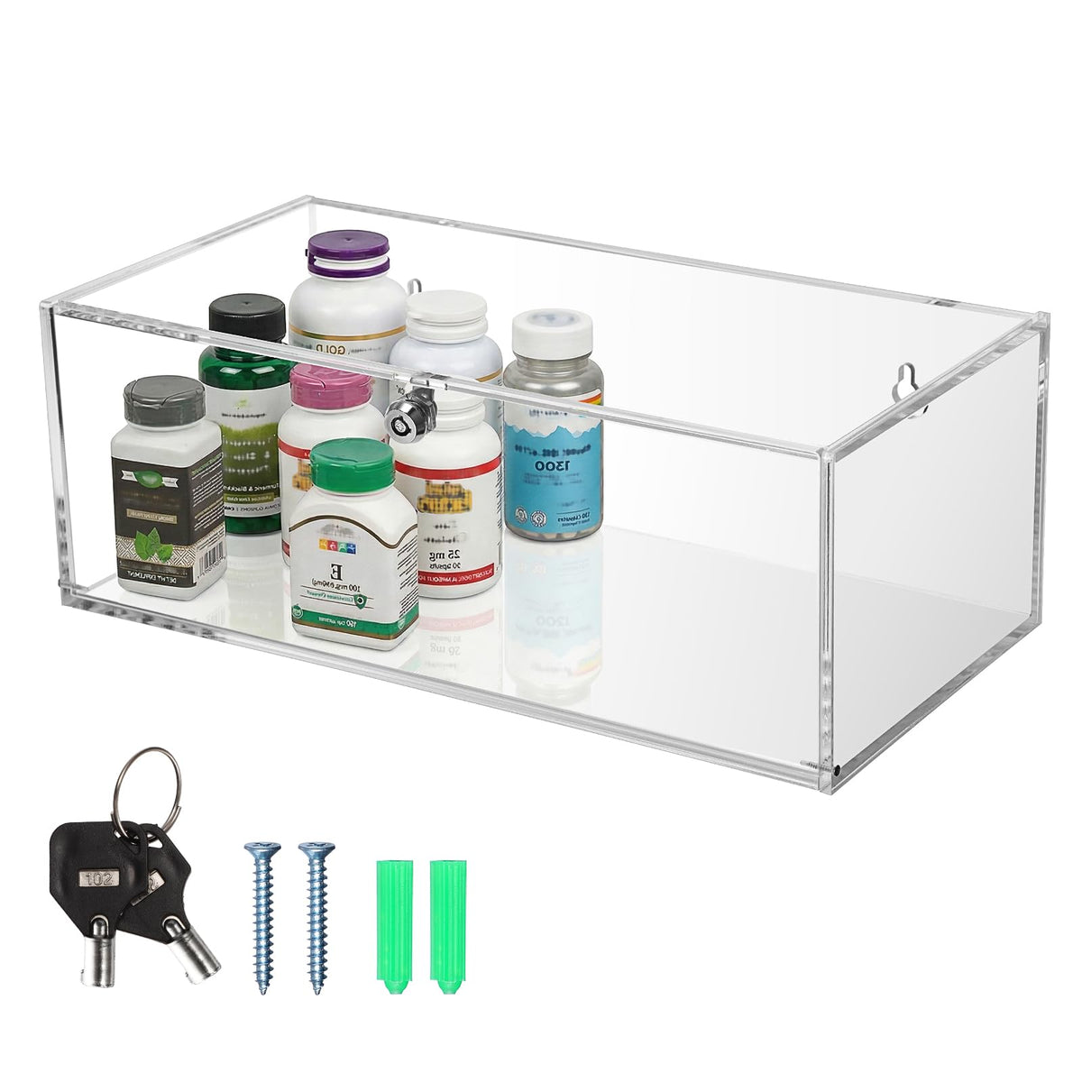 TOLIDA Acrylic Refrigerator Medicine Box with Keys, Large