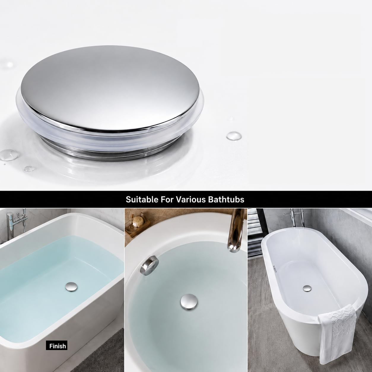 Pop Up Bathroom Sink 35mm Push Button Click Clack Plug Wash Basin Sink Tap Waste Bath Kitchen Drain Stopper Pop Up Plug Replacement Suitable for