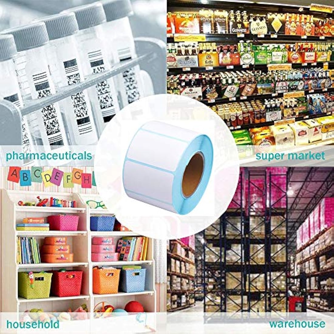 MELODYING 1000 Self Adhesive Label Sticker Address Labels Blank Roll 40mm x 20mm Office Kitchen White Food Labels for Catering Food Jars Sticky Stickers for Office Kitchen Printer