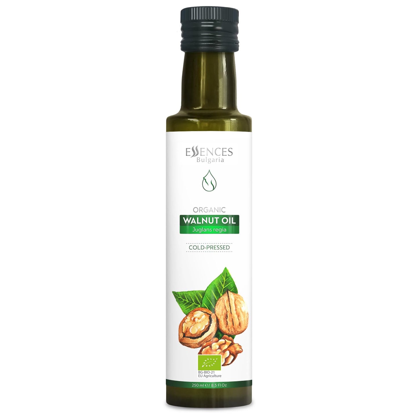 Essences Bulgaria Organic Walnut Oil 250ml | 100% Natural Cold-Pressed Oil | Extra Premium Quality | Excellent Taste | Dips | Salads | No Additives or