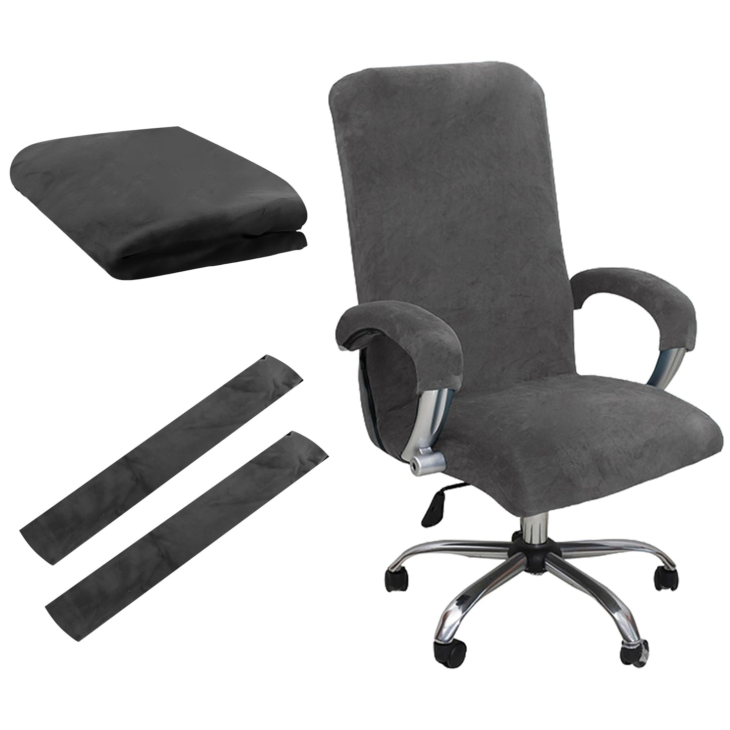 Office Chair Covers, Desk Chair Cover Universal Stretch Velvet Slipcover, Washable Plush Computer Chair Protector with Arm Covers
