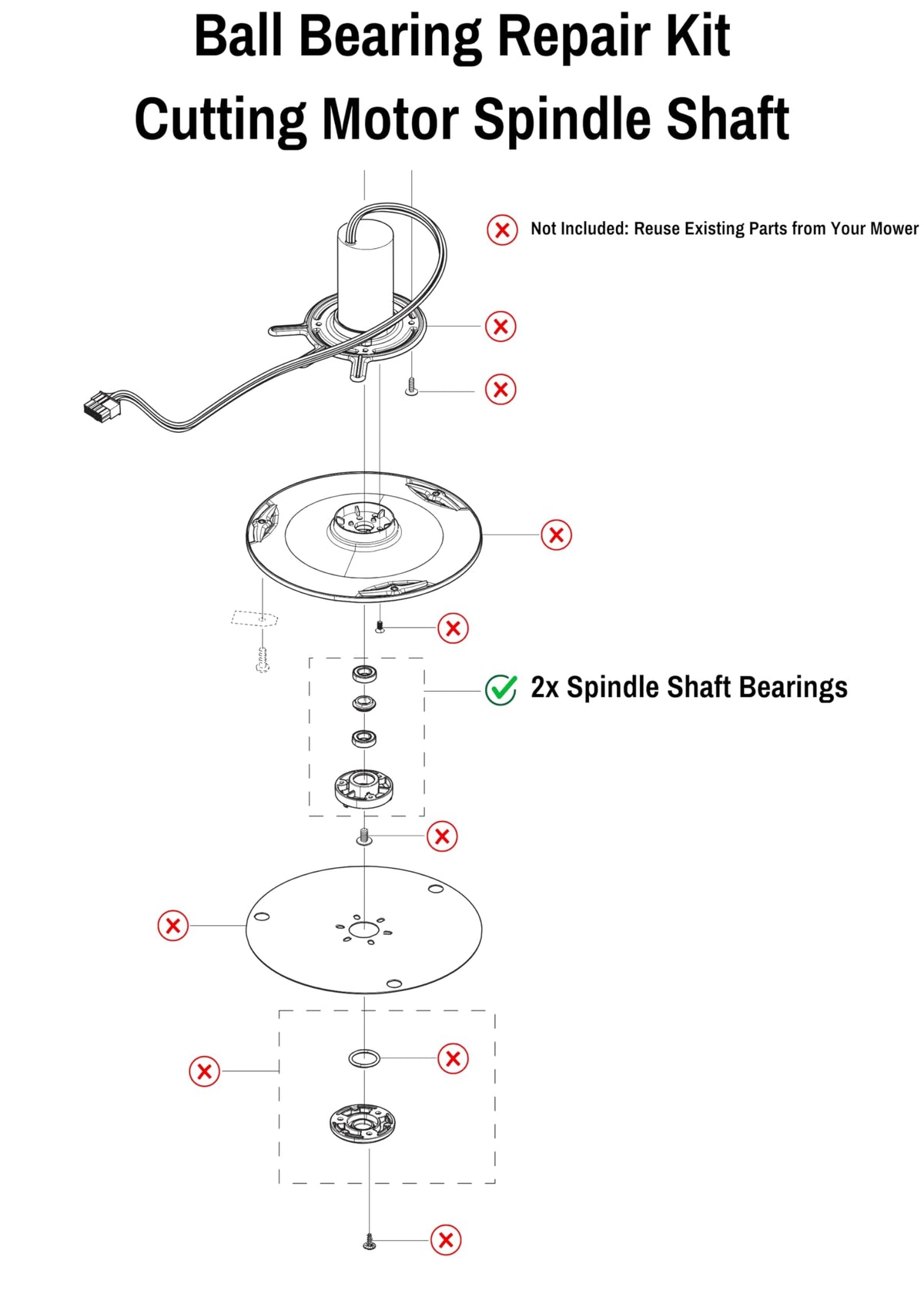 TIMBERA Ball Bearing Repair Kit (14-Pack) ? Fits Husqvarna Automower Front Wheels, Axles, Cutting Motor Spindle Shaft ? Models 320, 330X, 420, 430X,