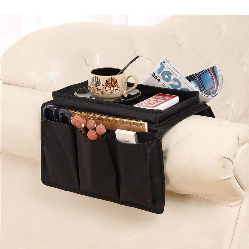 Sofa Armrest Organizer Couch Caddy Armchair Hanging Storage Bag Sofa Space Saver Arm Rest Chair Organiser with Cup Holder Tray for