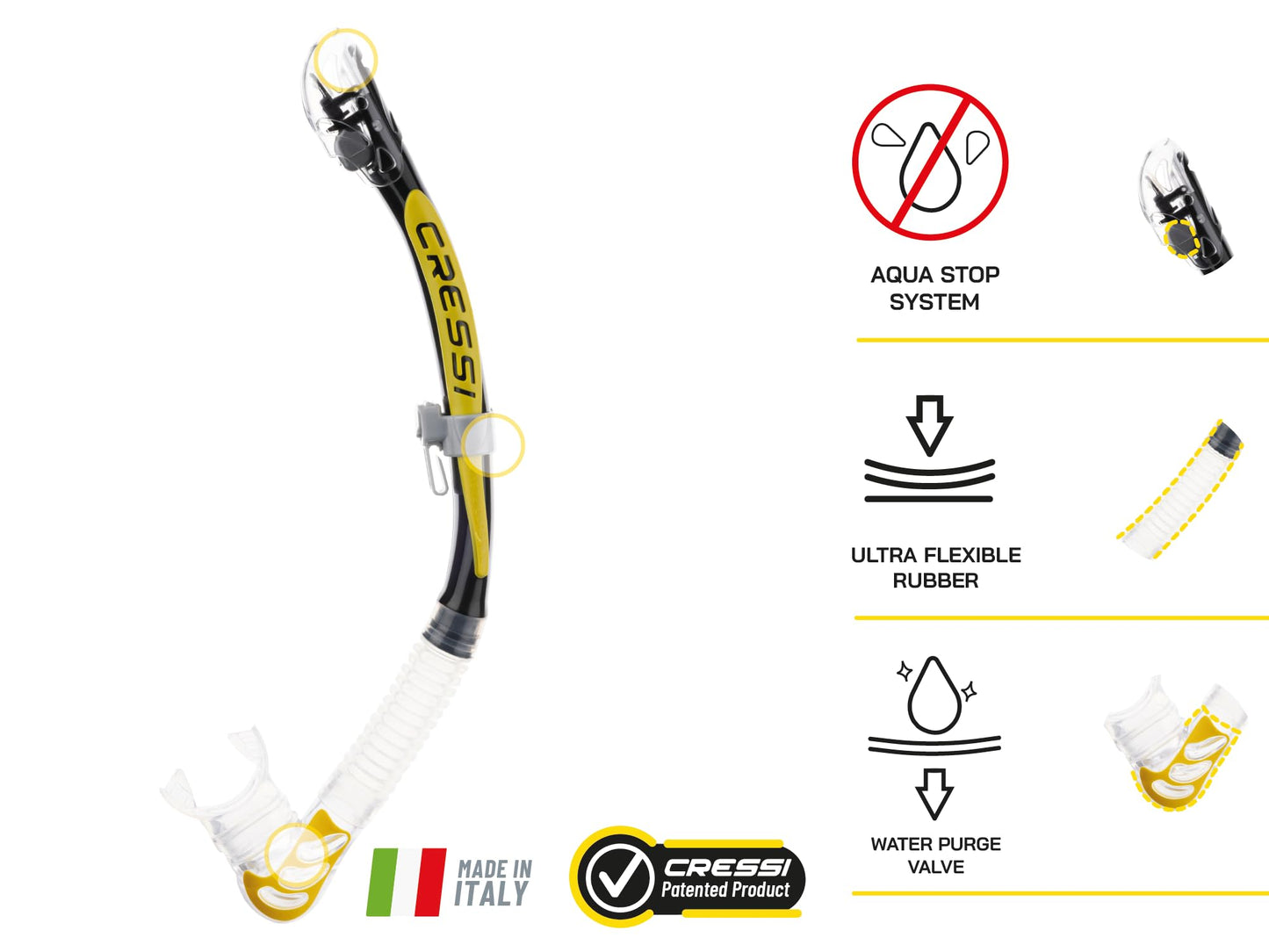 Cressi Big Eyes Evolution Plus Kappa Ultra Dry Combo Diving Set (Made in Italy), Clear/Yellow