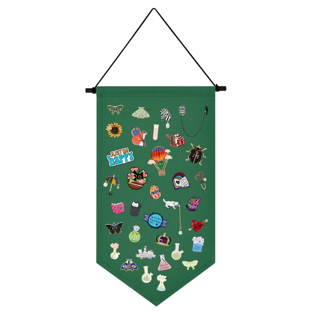 Kunyeah Wall Hanging Brooch Organizer Storage Case Colorful Canvas Pin Board Stand Enamel Pin Badge Hanging Holder Display Banner Earrings Collection