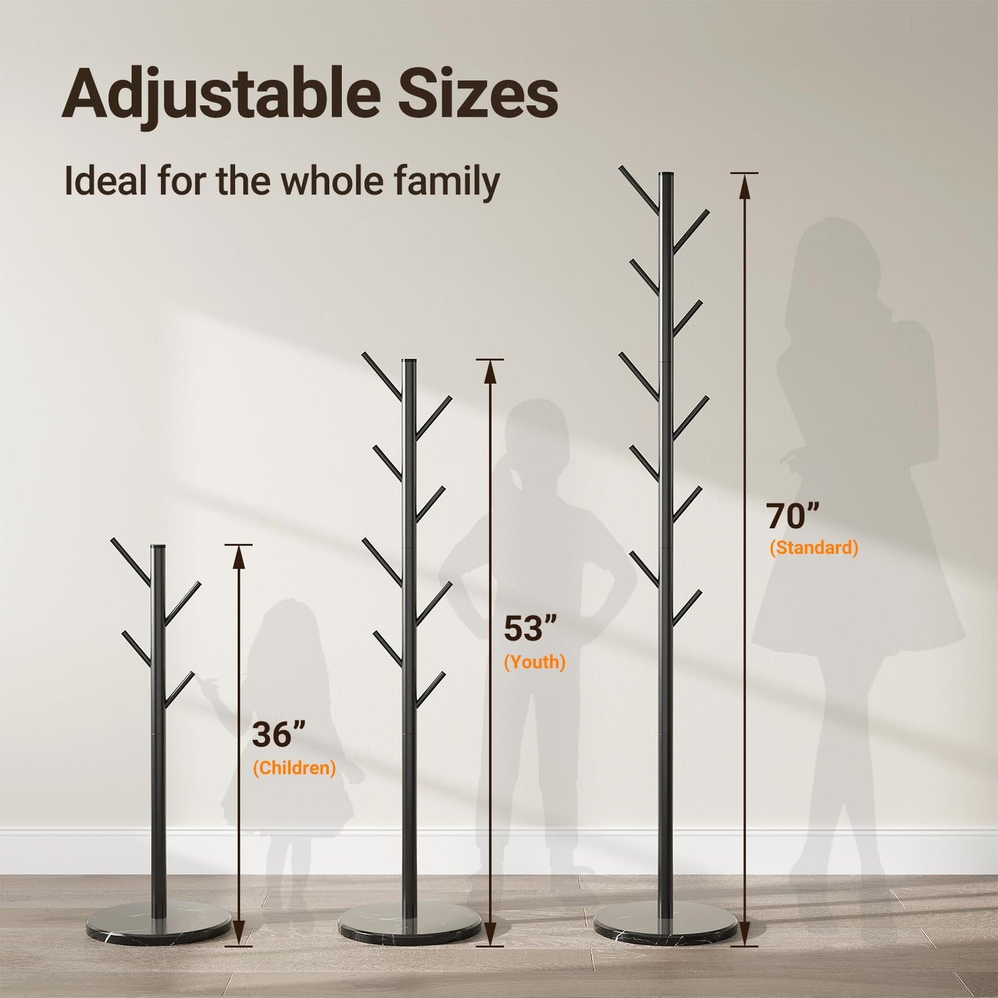 ELYKEN Metal Coat Stand for Small Space, Heavy Duty Coat Rack Free Standing