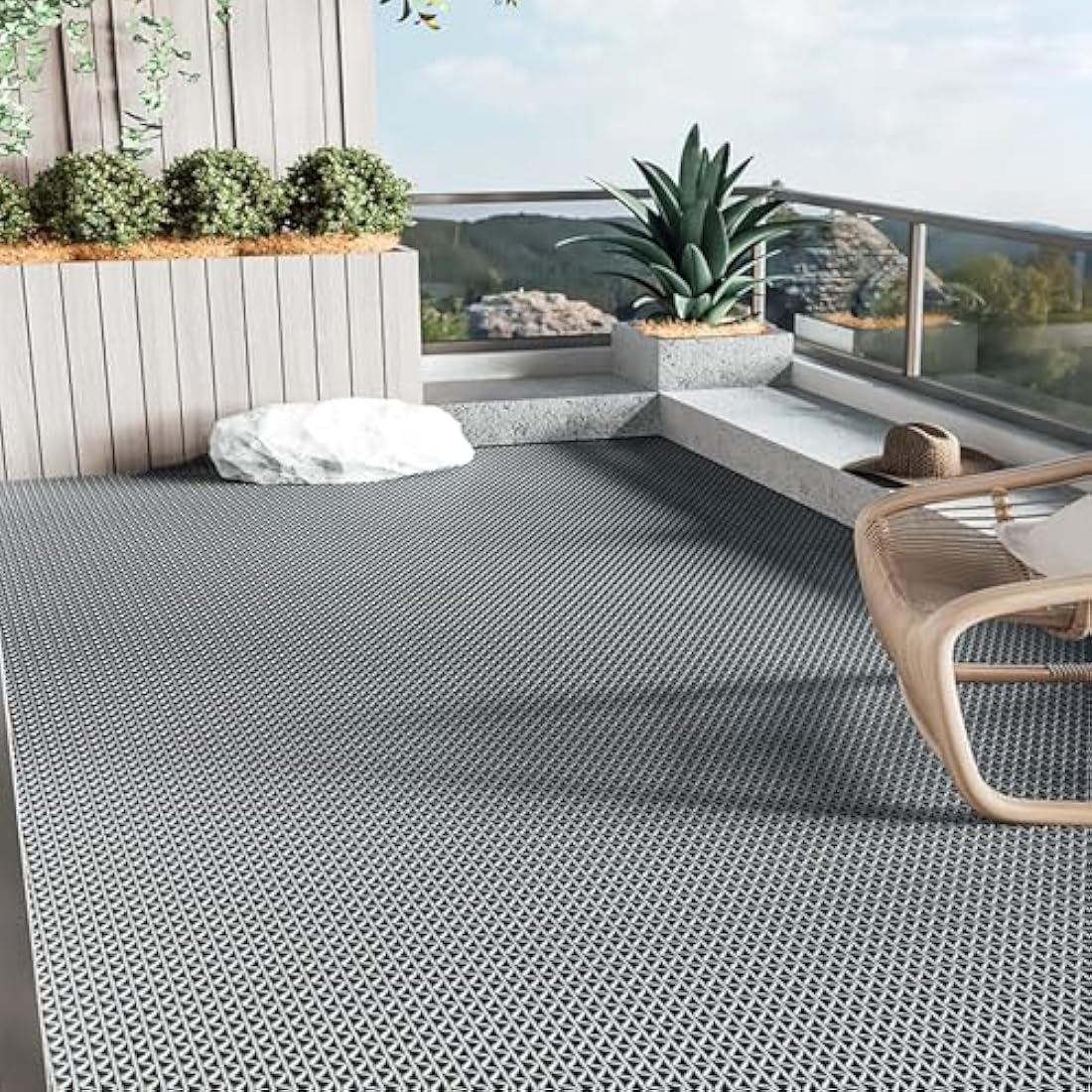 BWKJMY Non-slip Drainage mat 300 X 90cm Commercial Waterproof Floor Mat for Indoor Outdoor Wet Area S-Shaped Rubber Mat for Pool,Kitchen, Bathroom, Restaurant, Garden (Grey)