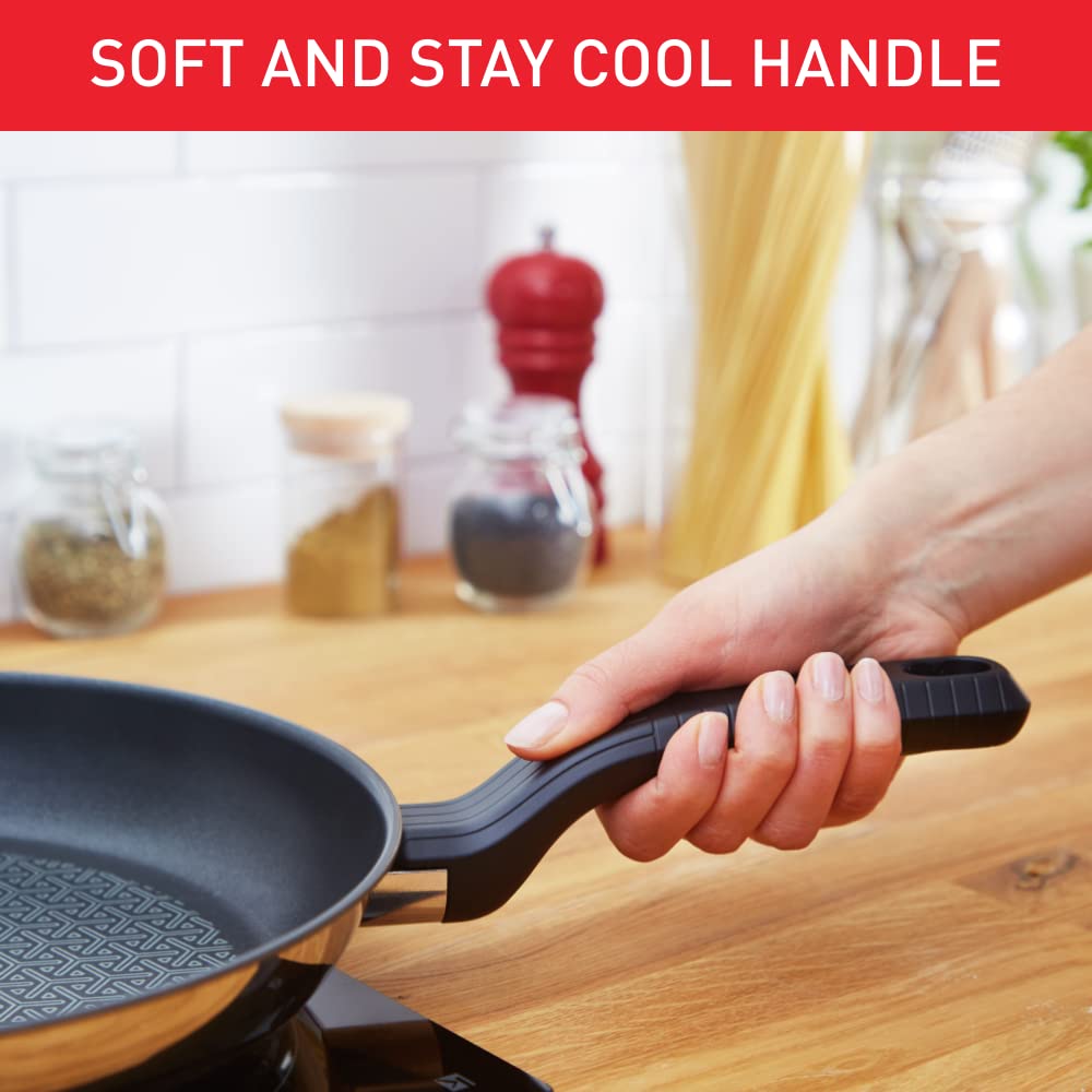 Tefal Comfort Max 30cm Stainless Steel Frying Pan  Durable Non-Stick Pan with Thermo-Spot Heat Indicator, Induction Compatible Base, Comfortable Grip