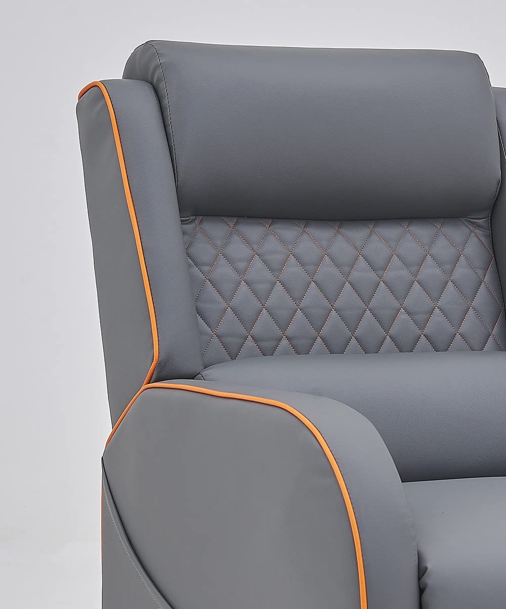 Home Detail Nova Recliner Gaming Chair, Grey With Orange Trim