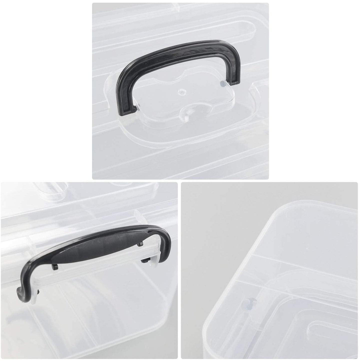 Bringer 6-Pack 8 L Clear Plastic Storage Boxes, Clear Latch Boxes