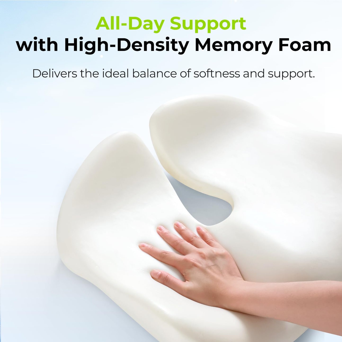 AUVON Contoured Seat Cushion for Tailbone Pain Relief, Sciatica Pressure Relief, Memory Foam Office Chair Cushion for Long Sitting Comfort