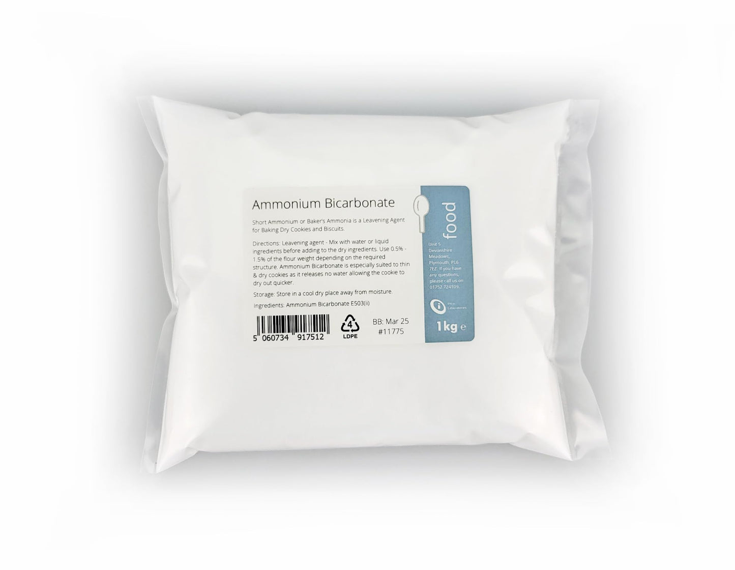 Intralabs - Ammonium Bicarbonate 1kg - Food Grade Leavening Agent E503
