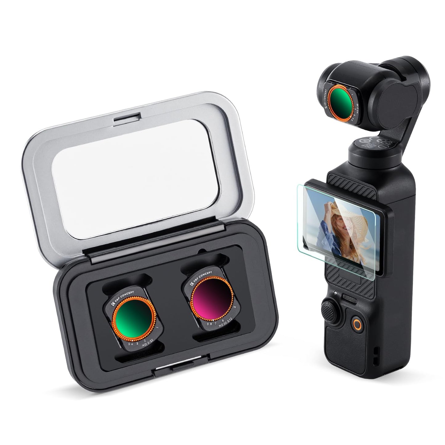K&F CONCEPT Variable ND2-ND32 & ND32-ND512 Kit Compatible with DJI Osmo Pocket 3 Creator Combo Accessories, Limited Stops Neutral Density Filters,
