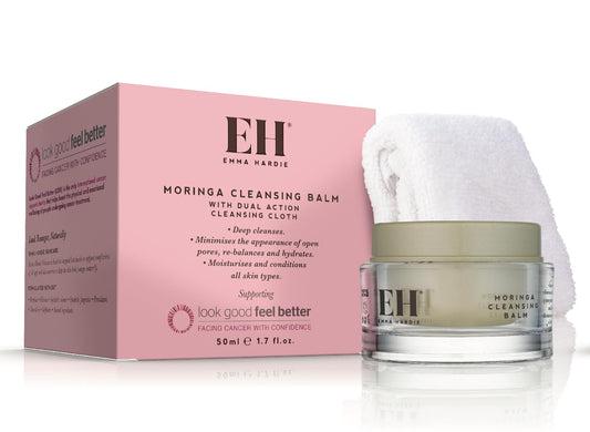 Emma Hardie 50ml Moringa Cleansing Balm with Cleansing Cloth Set, No-Rinse Formula Removes Face & Eye Make Up, Moisturizes & Hydrates the Skin,