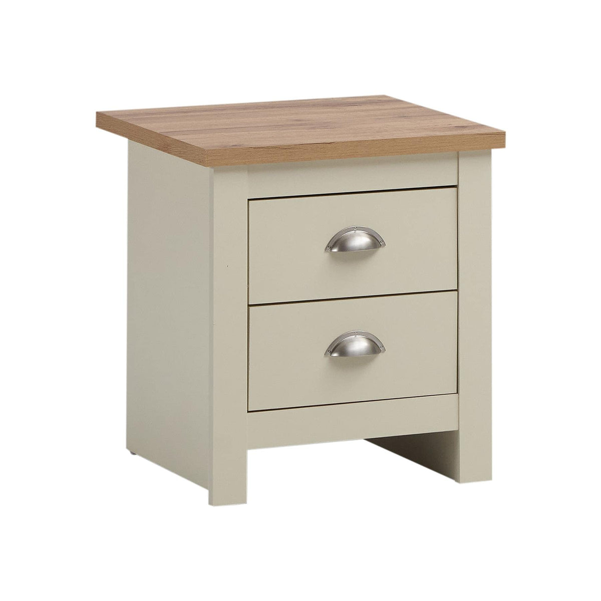Timber Art Design UK Lisbon Bedside Lamp Table with 2 Drawer Nightstand Cabinet Rectangular Modern Furniture for Bedroom, Hallway, Living Room, Beige