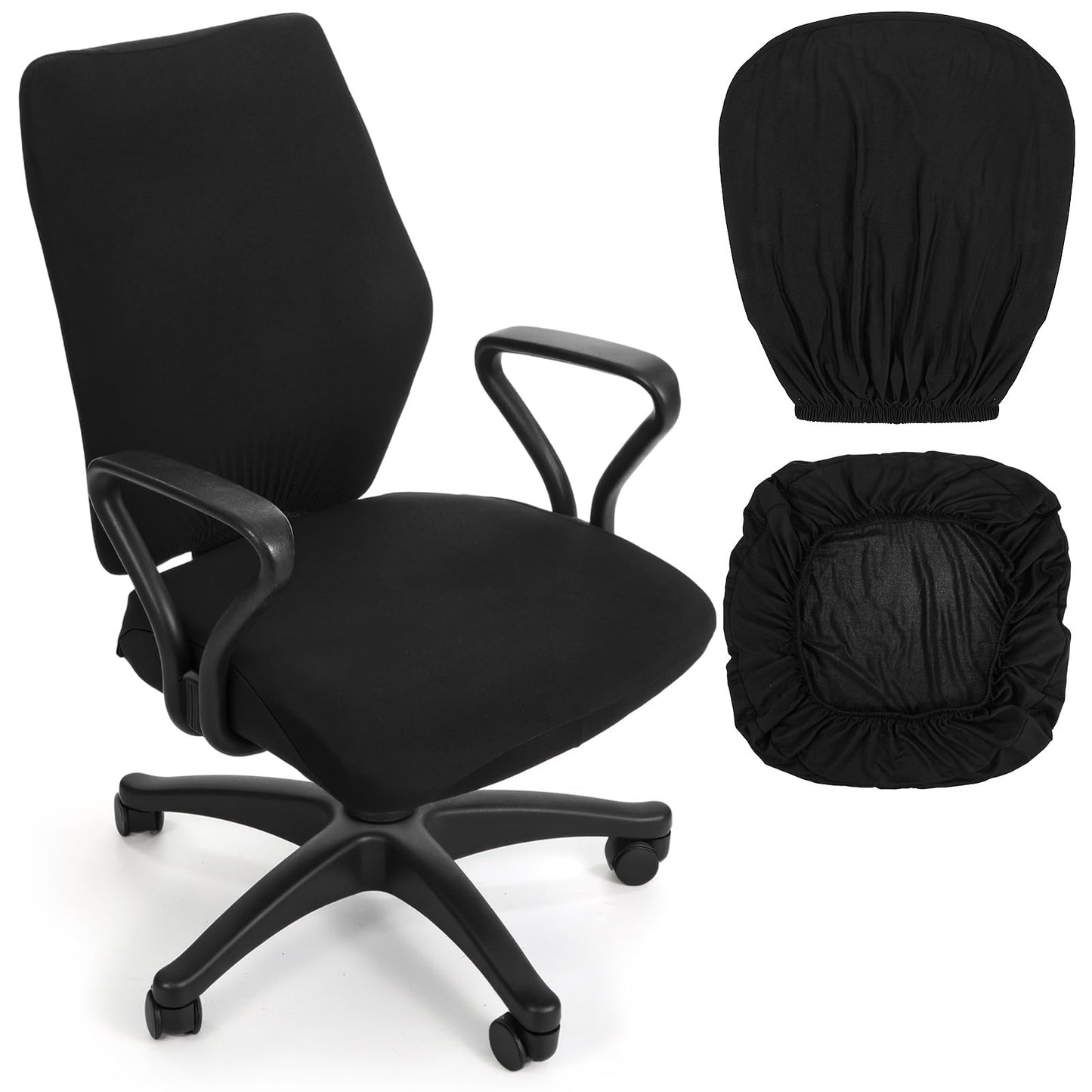 Nogeqi 2pcs Office Chair Covers Stretchable, Universal Office Chair Seat Cover, Washable Removable Computer Chairs Cover for Seat Cushion
