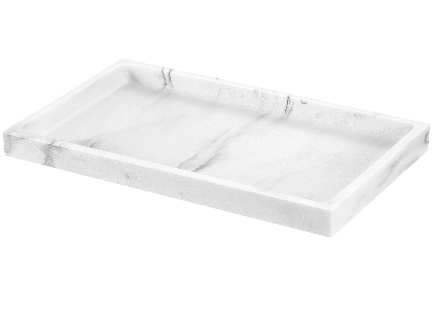 Luxspire Bathroom Vanity Tray, Resin Dresser Jewelry Ring Dish Tank Storage Kitchen Sink Countertop Organizer Plate Holder for Perfume Candles Soap